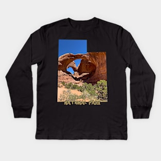 Utah State Outline (Arches National Park) Kids Long Sleeve T-Shirt